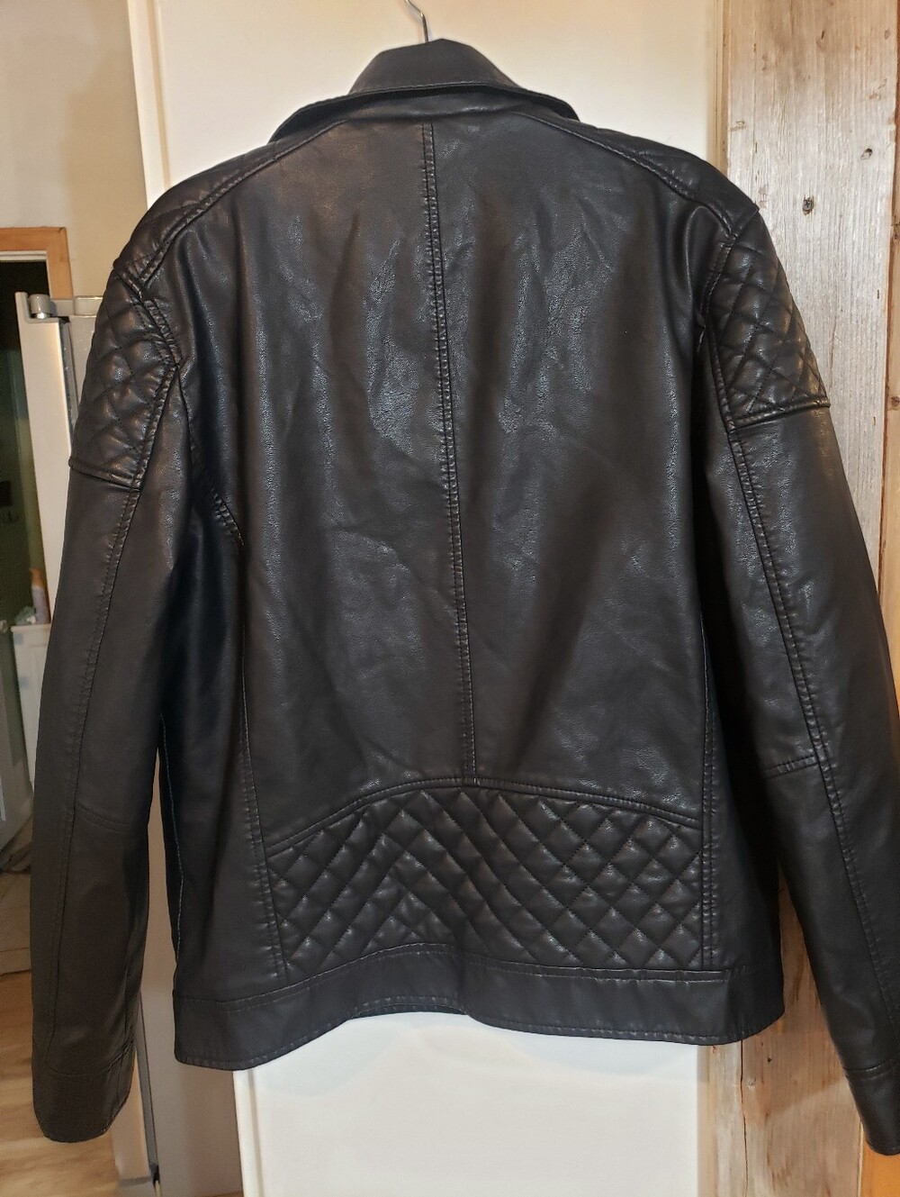 Express Men Large Leather Moto Jacket Asymmetrical Zipper - Picture 2 of 6